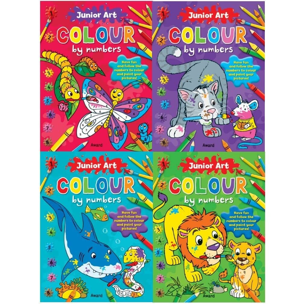 Junior Art Colour By Numbers 4 Books Collection Set - Ages 3+ - Paperback
