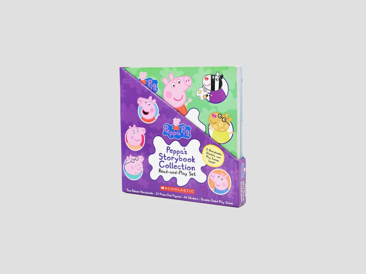 Peppa Pig Storybook Collection Read and Play Set 2 Storybooks, Stickers and Play Scenes - Ages 0-5