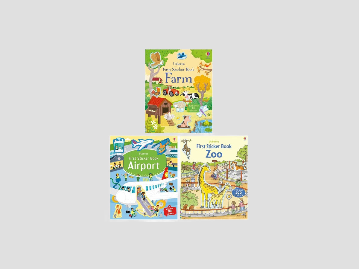 Usborne First Sticker Books: Zoo, Farm & Airport Collection - Ages 2+