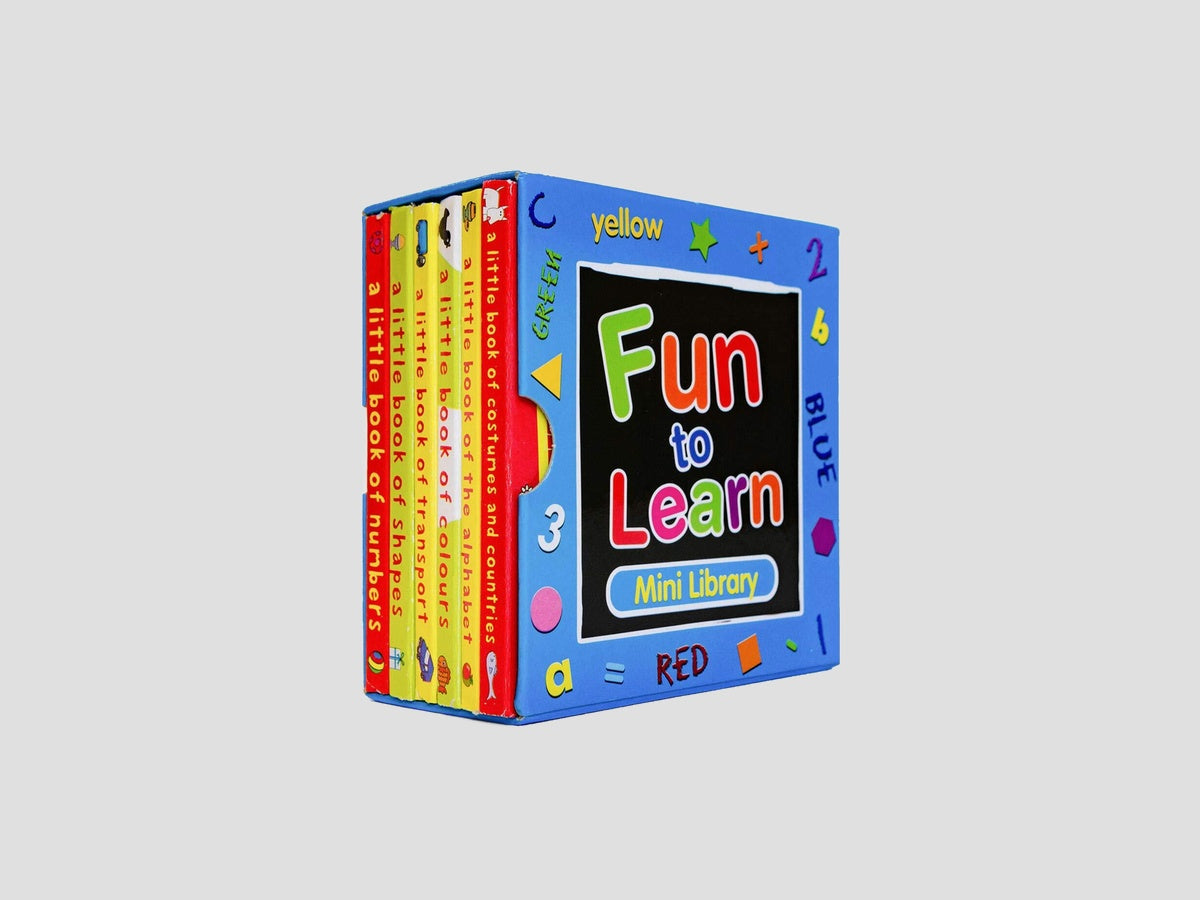 Blue Fun to Learn Mini Library 6 Board Books Collection Set - Ages 0-5