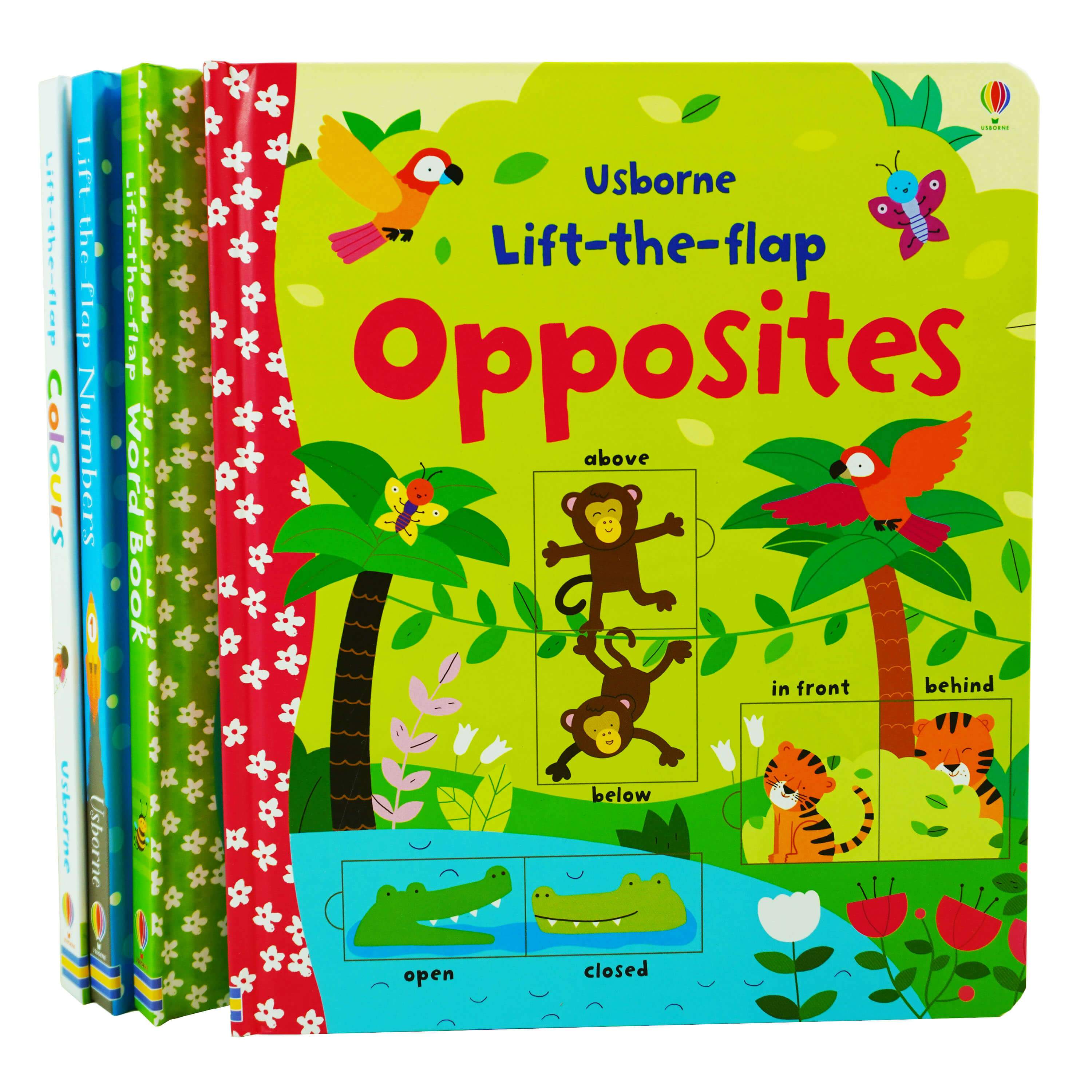 Usborne Lift The Flap (Words, Colours, Opposites & Numbers) 4 Books Collection Set - Ages 2-5 - Board Books