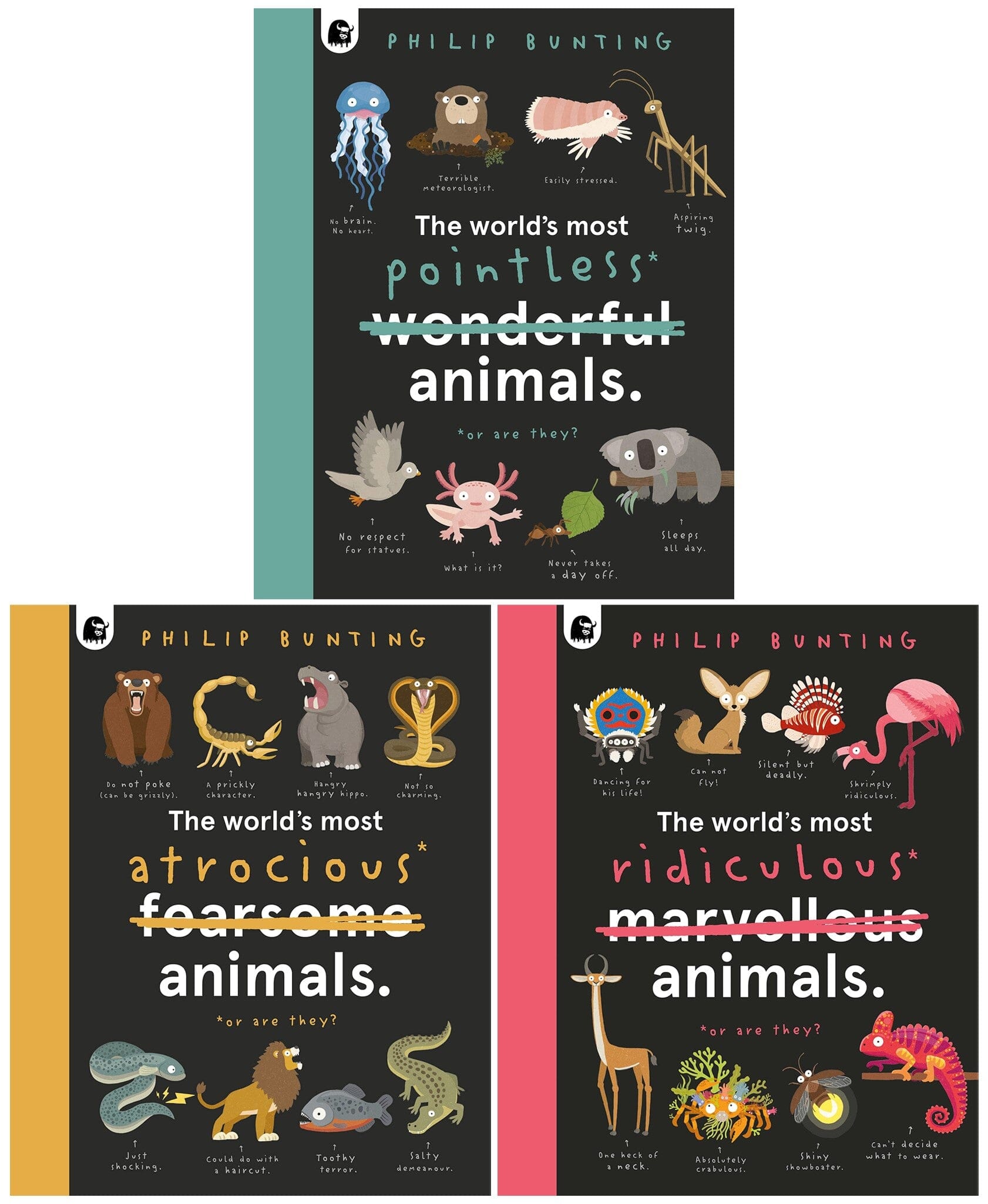 The World’s Most Pointless Animals by Philip Bunting 3 Books Collection Set - Ages 5-7 - Hardback