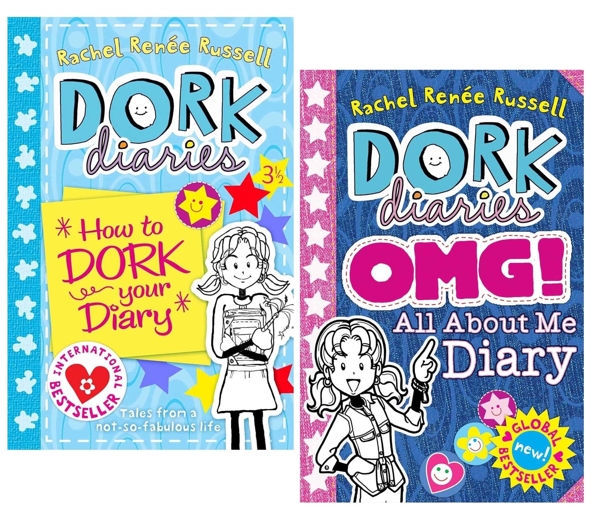 Dork Diaries OMG All About Me Diary! & How to Dork Your Diary: by Rachel Renee Russell 2 Books Collection Set - Ages 9+ - Paperback