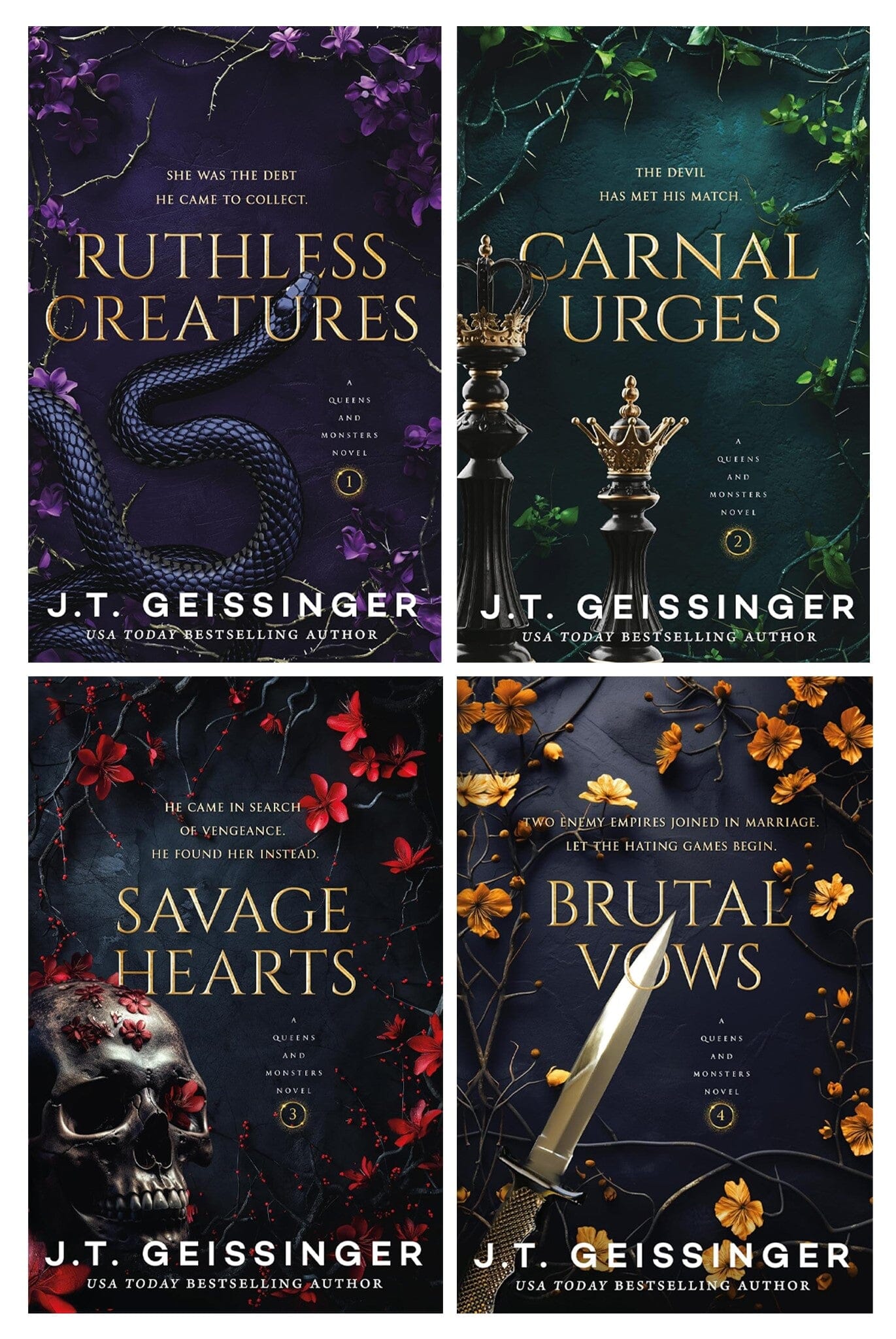 Queens and Monsters Series by J. T. Geissinger 4 Books Collection Set - Fiction - Paperback