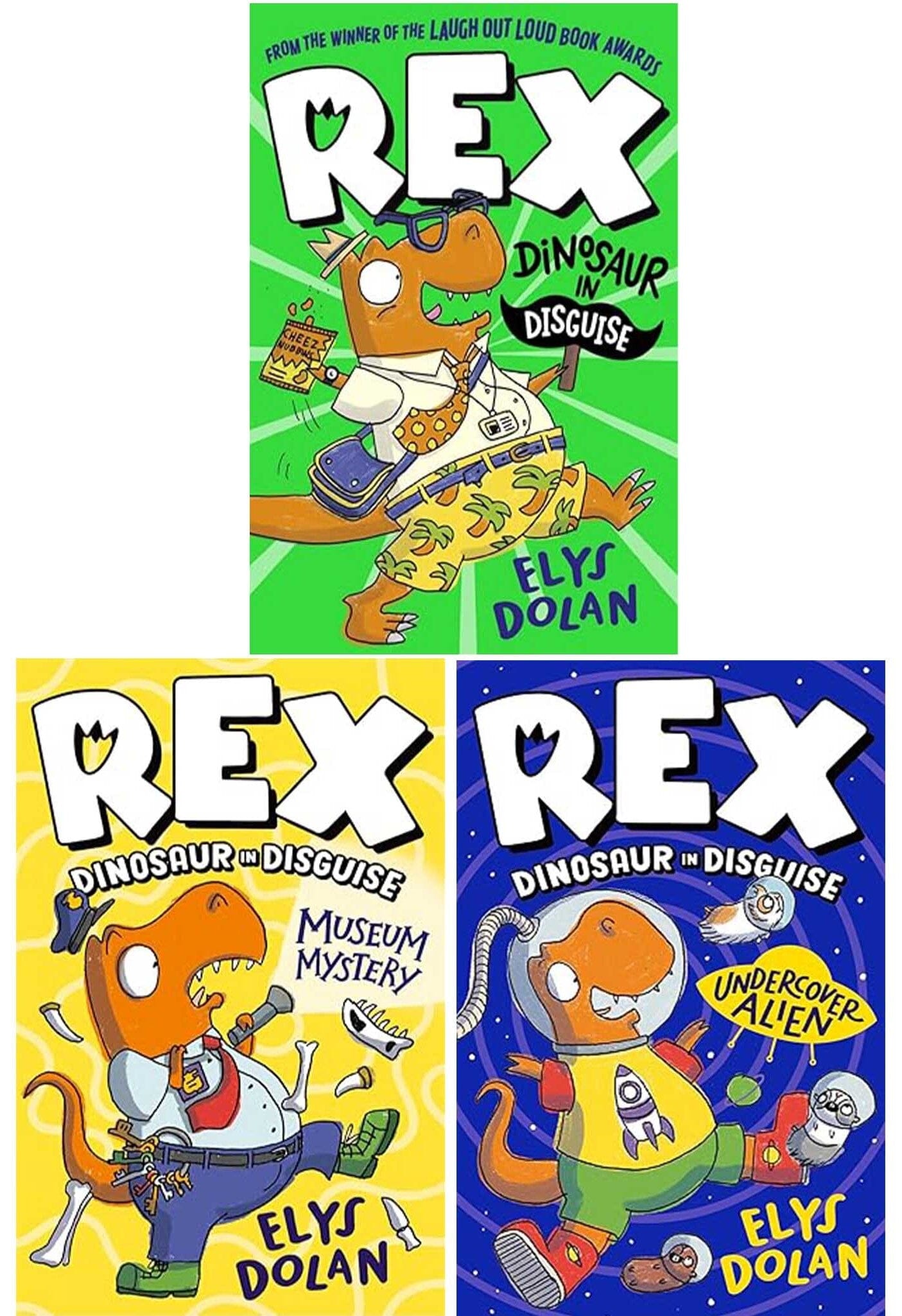 Rex, Dinosaur In Disguise Series By Elys Dolan: Illustrated 3 Books Collection Set - Ages 7-9 - Paperback