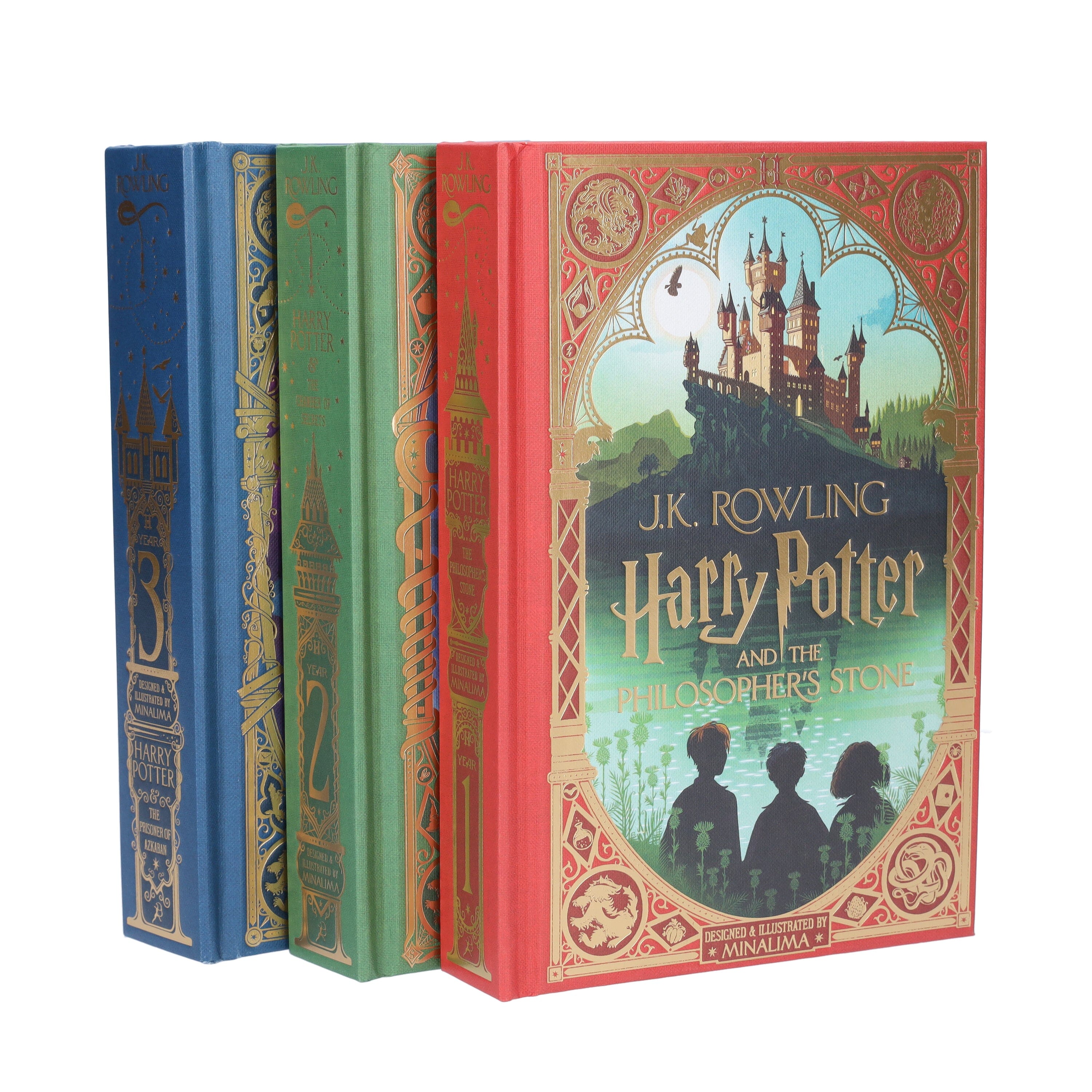 Harry Potter MinaLima Edition (illustrated) by J.K. Rowling 3 Books Collection Set - Ages 7-11 - Hardback